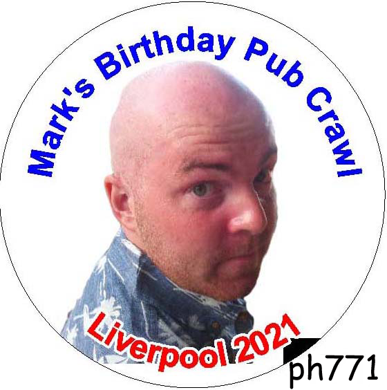 stag night badges. photo badge and rosette centre