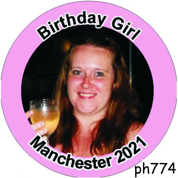 birthady badges. photo badge and rosette centre
