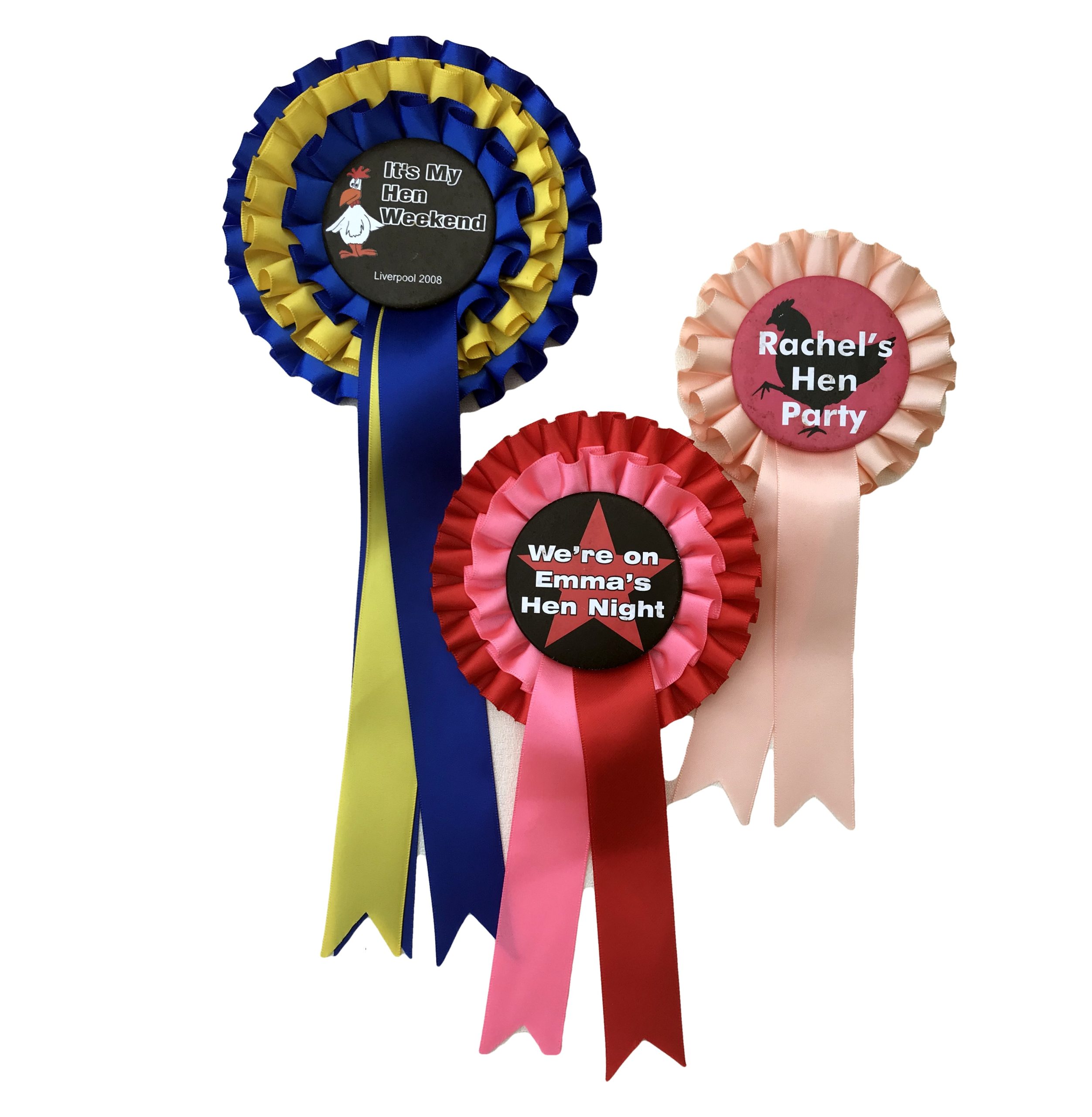selection of custom rosettes for hen nights