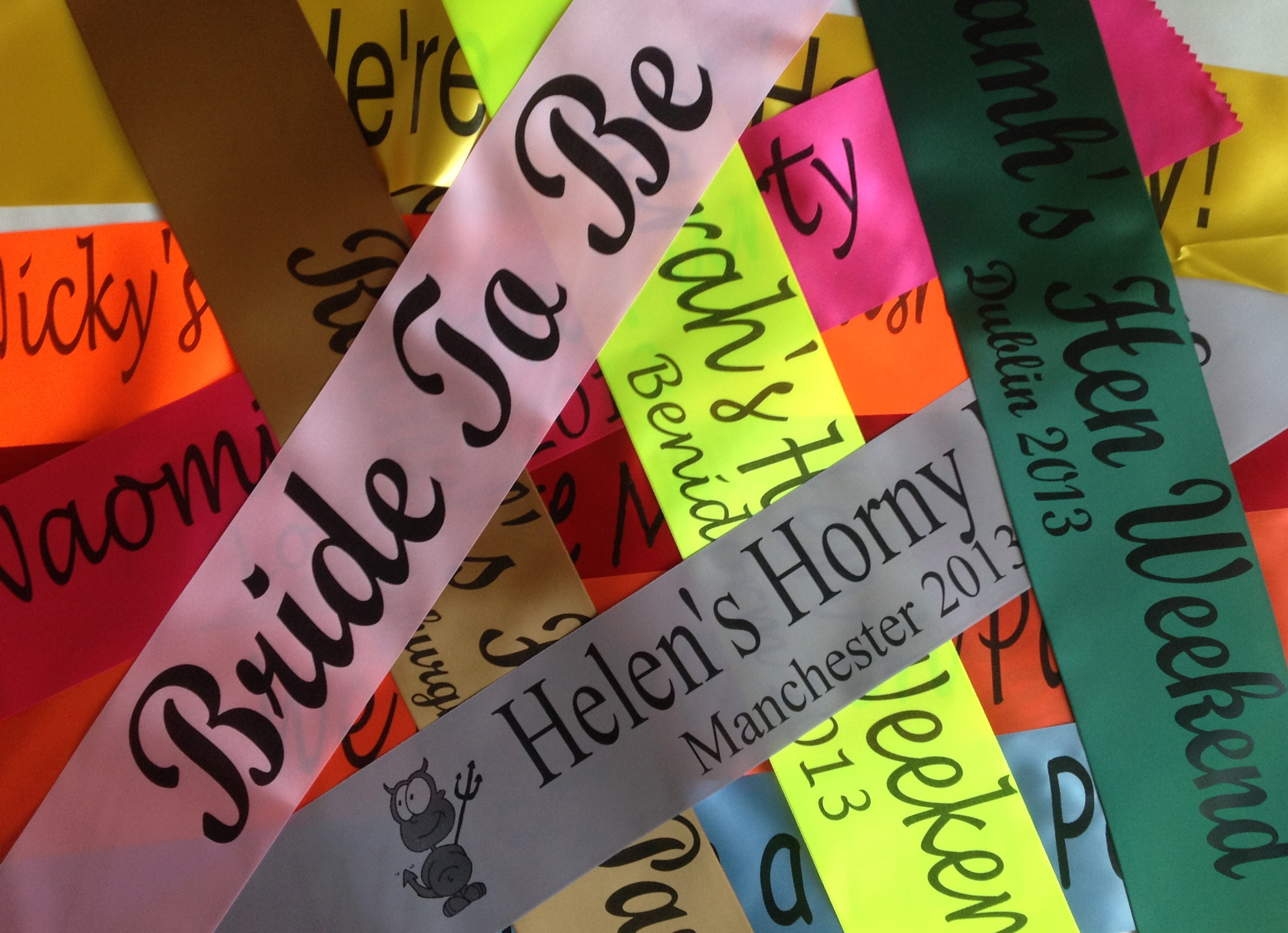 personalised sashes for baby showers, awards, hen nights, birthdays, events and celegrations