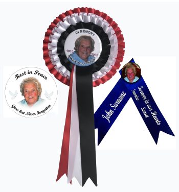 funeral rosette, badge and ribbon